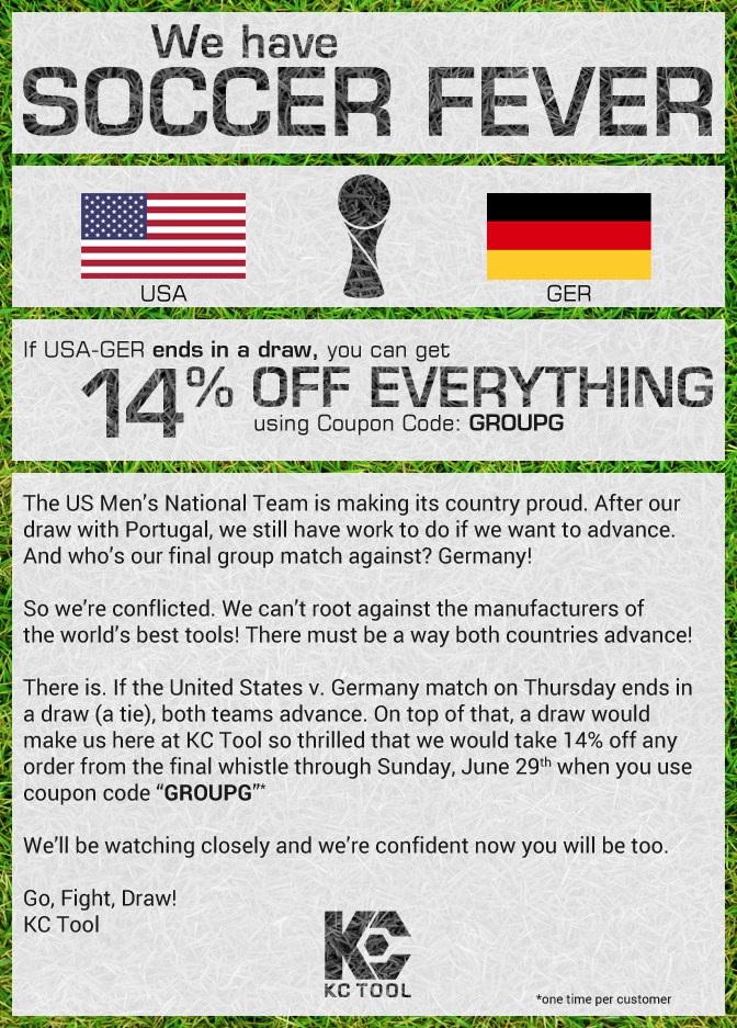 If USA vs GER ends in a draw ... you win with 14% off!