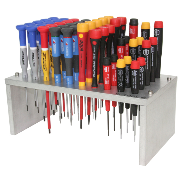 KC Tool Aluminum Bench Top Stand for Precision Tools Screwdrivers 50 hole tumbled