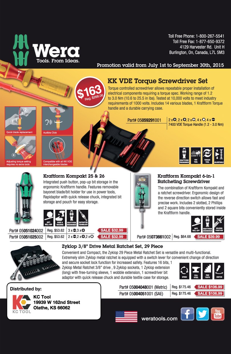 Wera Tools Summer Sale KC Tool